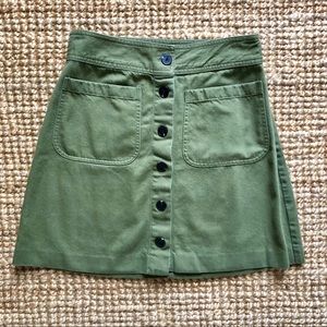 Madewell Olive Button Front Mini Skirt